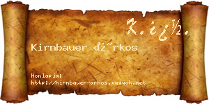 Kirnbauer Árkos névjegykártya